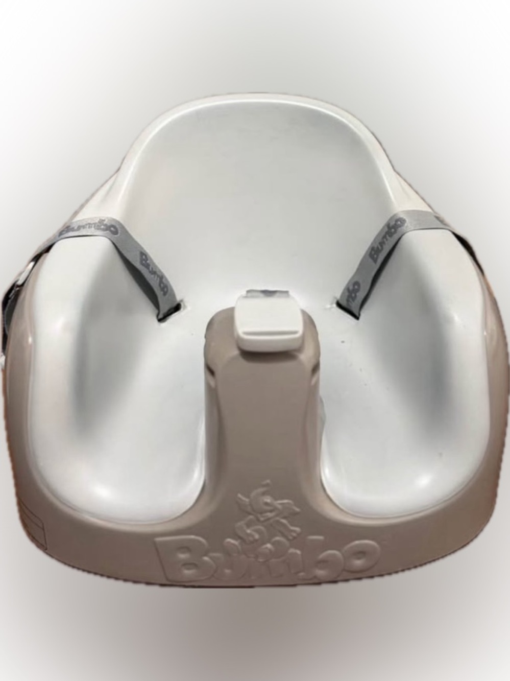 Bumbo Baby Seat in Light Gray with Safety Straps